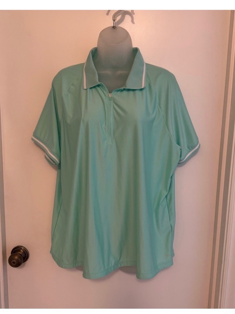 Mondetta Mint Green Zip Polo with White Trim